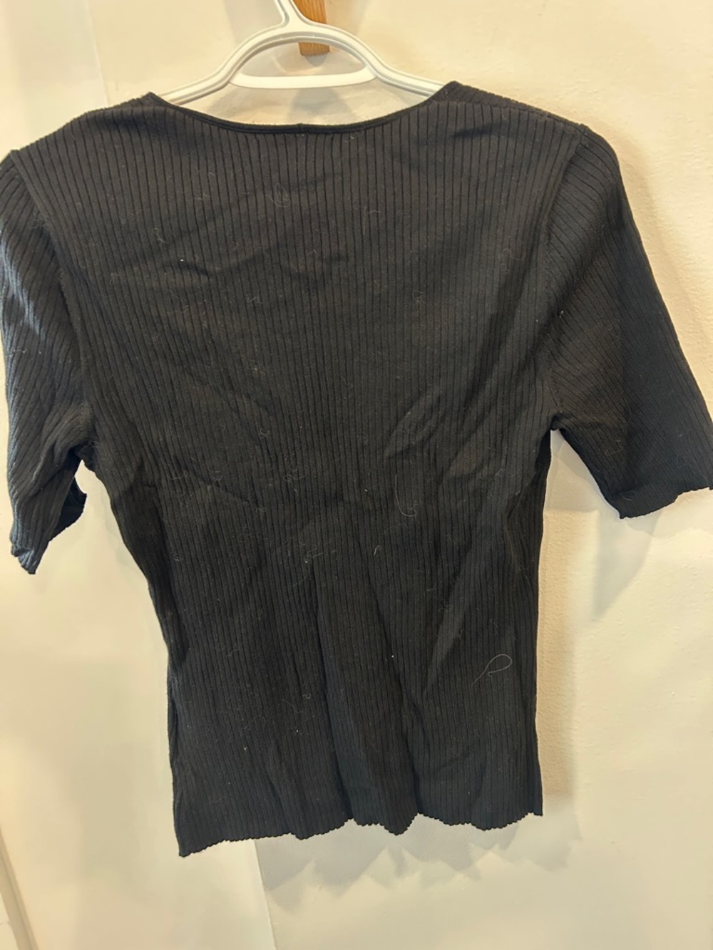 H&M Black Ribbed Square Neck Short Sleeve Top - Picture 4 of 4
